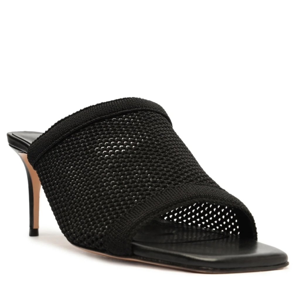 SCHUTZ Sinara Knit Mule Heeled Sandal In Black Size 6.5 - Picture 2 of 15